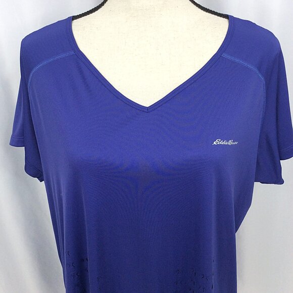 Eddie Bauer FreeVent Top Womens Size 2XL Purple Vented Lightweight V-Neck - Picture 5 of 8